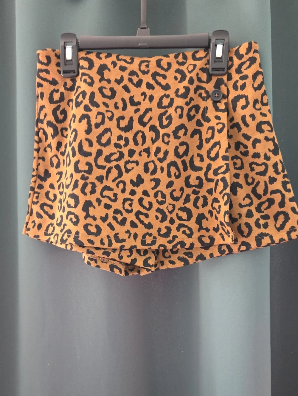 Kids Leopard Print Knit Shorts - Mustard